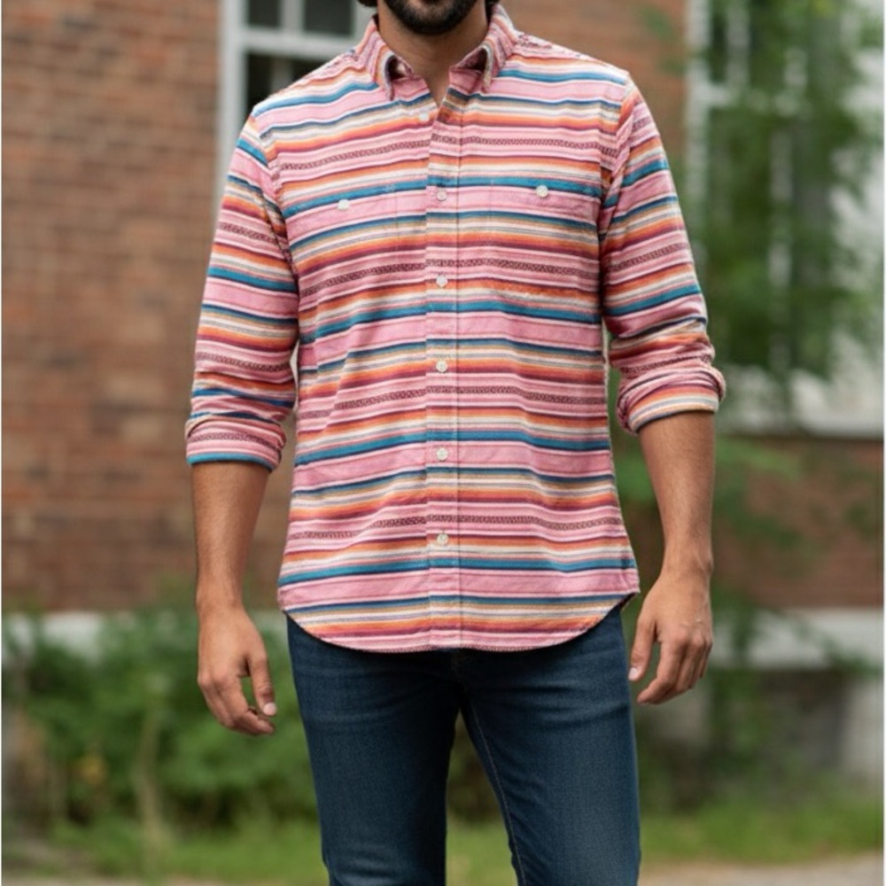 🔥🏄‍♂️ SURF PENDLETON Original Surf Brand Pink Stripe 100% Cotton Size Small